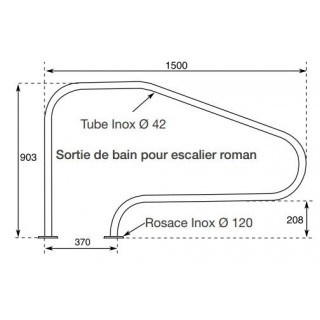 Sortie de bain escalier roman en inox pour piscine