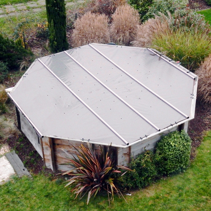 Couverture à barres pour piscine bois octogonale