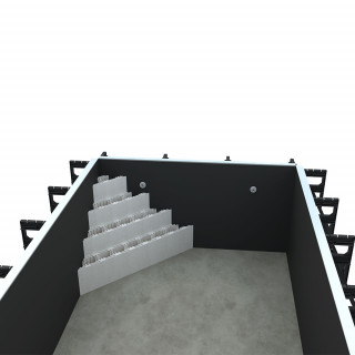 Piscine kit panneaux 6 m x 3 m, escalier à gauche, liner gris