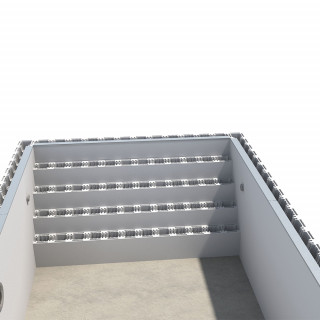 Piscine en kit polystyrène 6 x 3, escalier pleine largeur, liner Gris