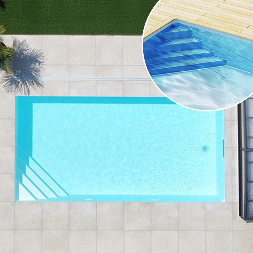 Styroporpool, 350 x 350 x 150 cm, Basis-Bausatz mit Ecktreppe links