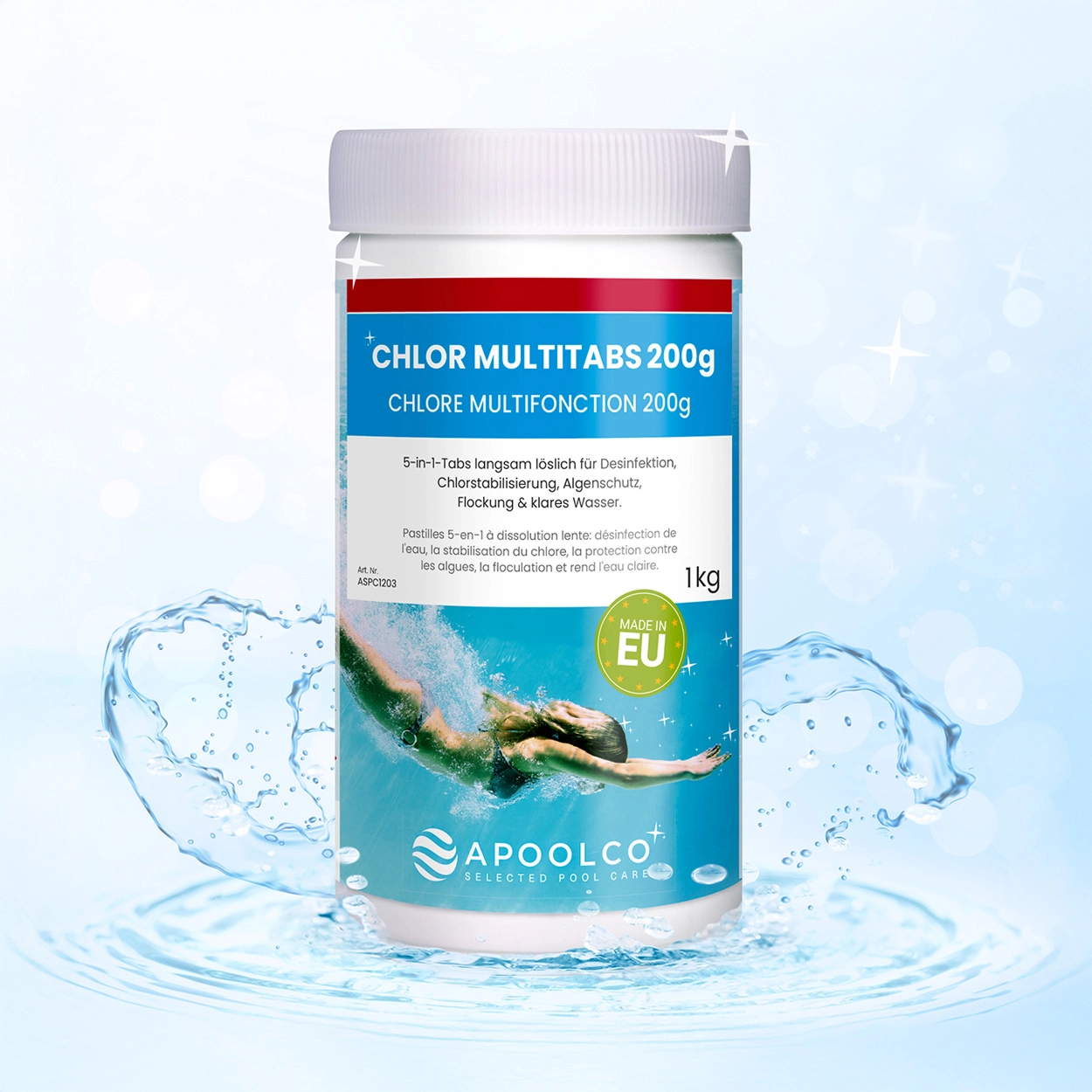 Chlore Multifonction 200g - 1kg, Apoolco Chlore Multifonction 200g - 1kg, Apoolco