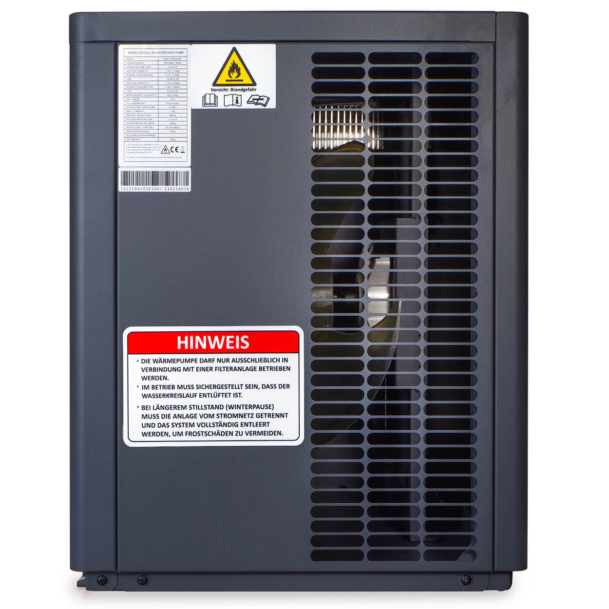 ASPT_Silent_Waermepumpe_7 Full Inverter Wärmepumpe Apoolco SILENT Heat, 15kW, bis 70m³, ASPT-150SD