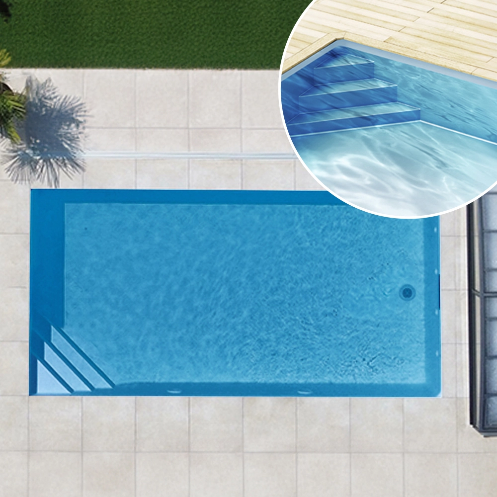 Styroporpool, 1000 x 500 x 120 cm, Basis-Bausatz mit Ecktreppe links