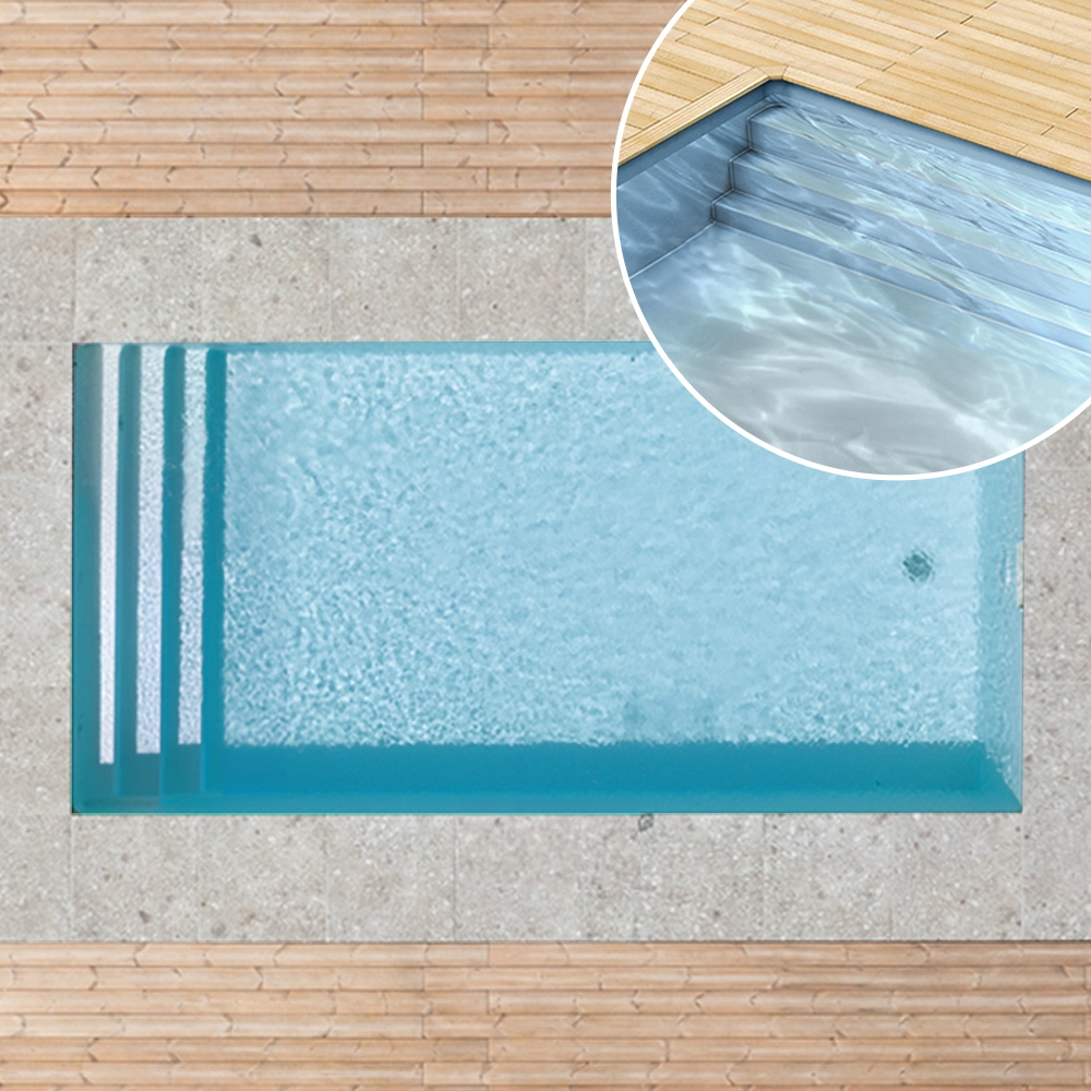 Styroporpool, 1000 x 500 x 120 cm, Basis-Bausatz mit Treppe über die ganze Breite