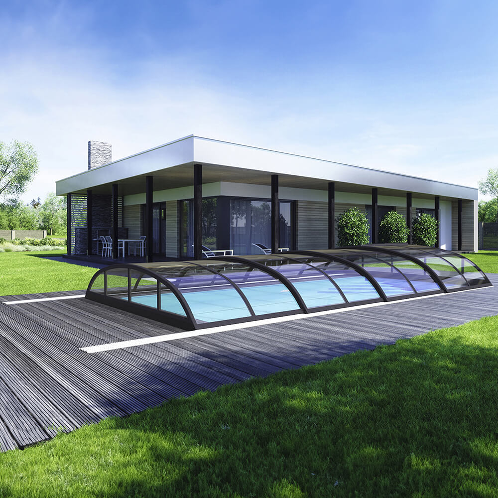Abri de piscine 8 x 4 KLASIK PRO B clear hauteur 100 cm
