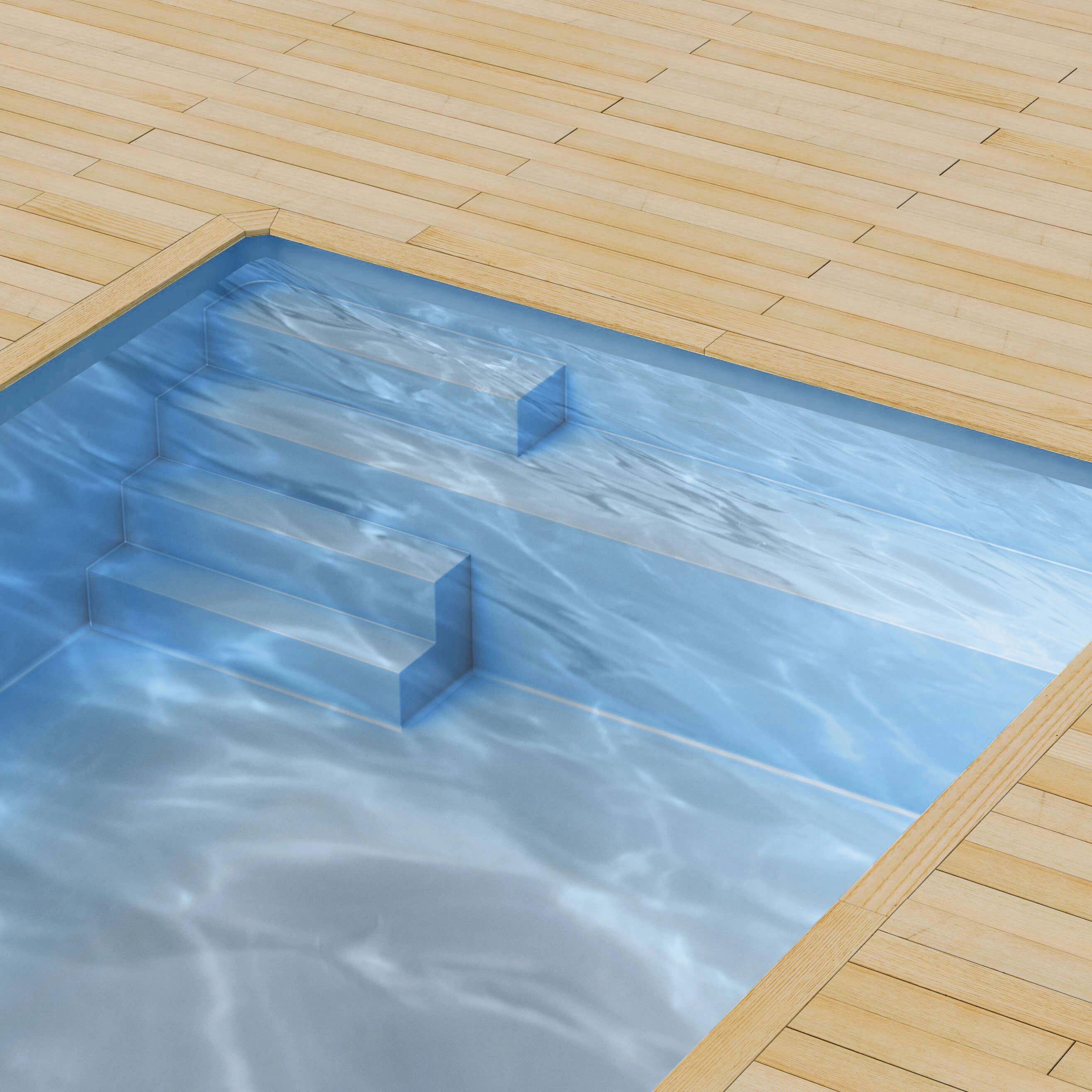 Poolfolie rechteckig für Styroporpool 600x300 cm, mit Treppen- und Sitzbankausprägung