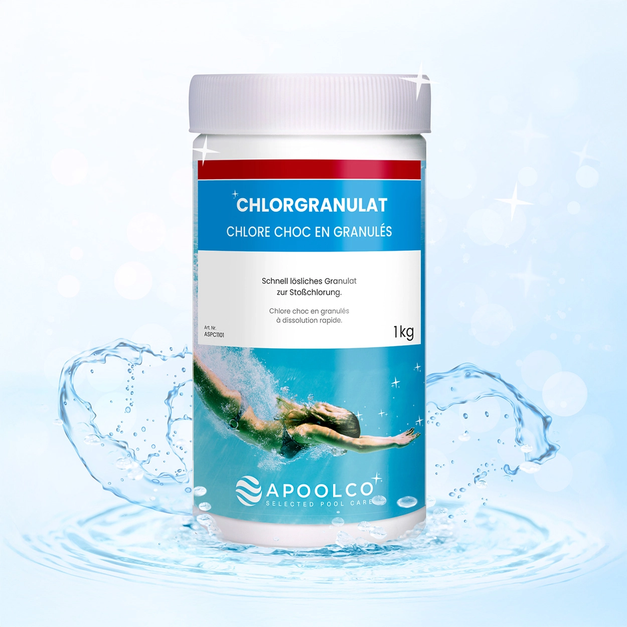 Chlore choc en granulés 1 kg, Apoolco