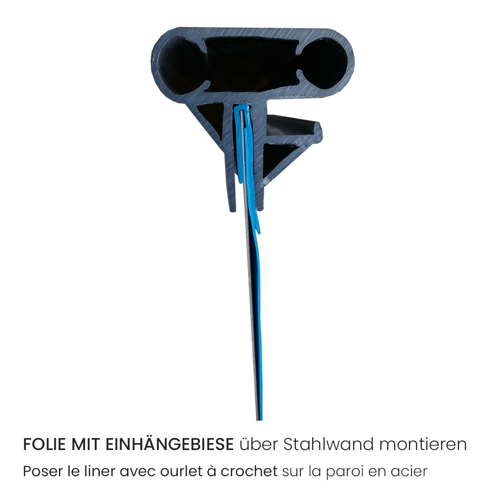 Folie mit Einhängebiese über Stahlwand montiert