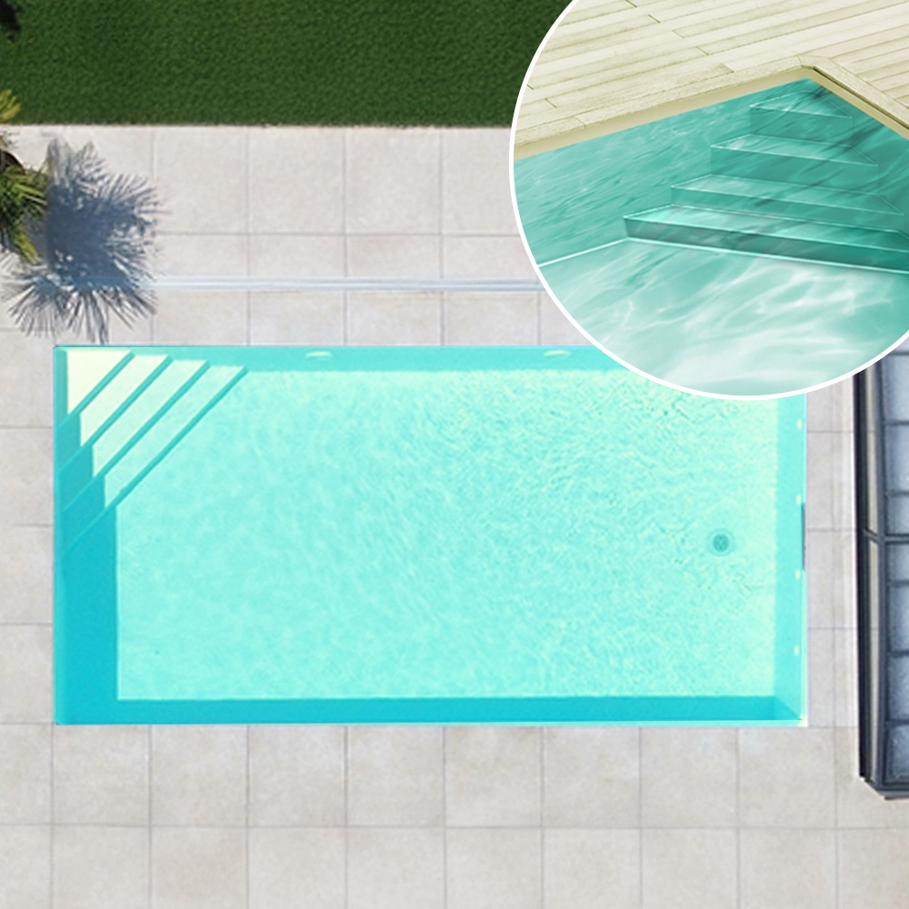 Styroporpool_Ecktreppe_Basisset_150_rechts_sand Styroporpool, 350 x 350 x 150 cm, Basis-Bausatz mit Ecktreppe rechts
